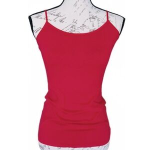 Vtg Y2K Wet Seal Womens Cami Tank Top Medium Long Solid Cherry Red Stretch Basic
